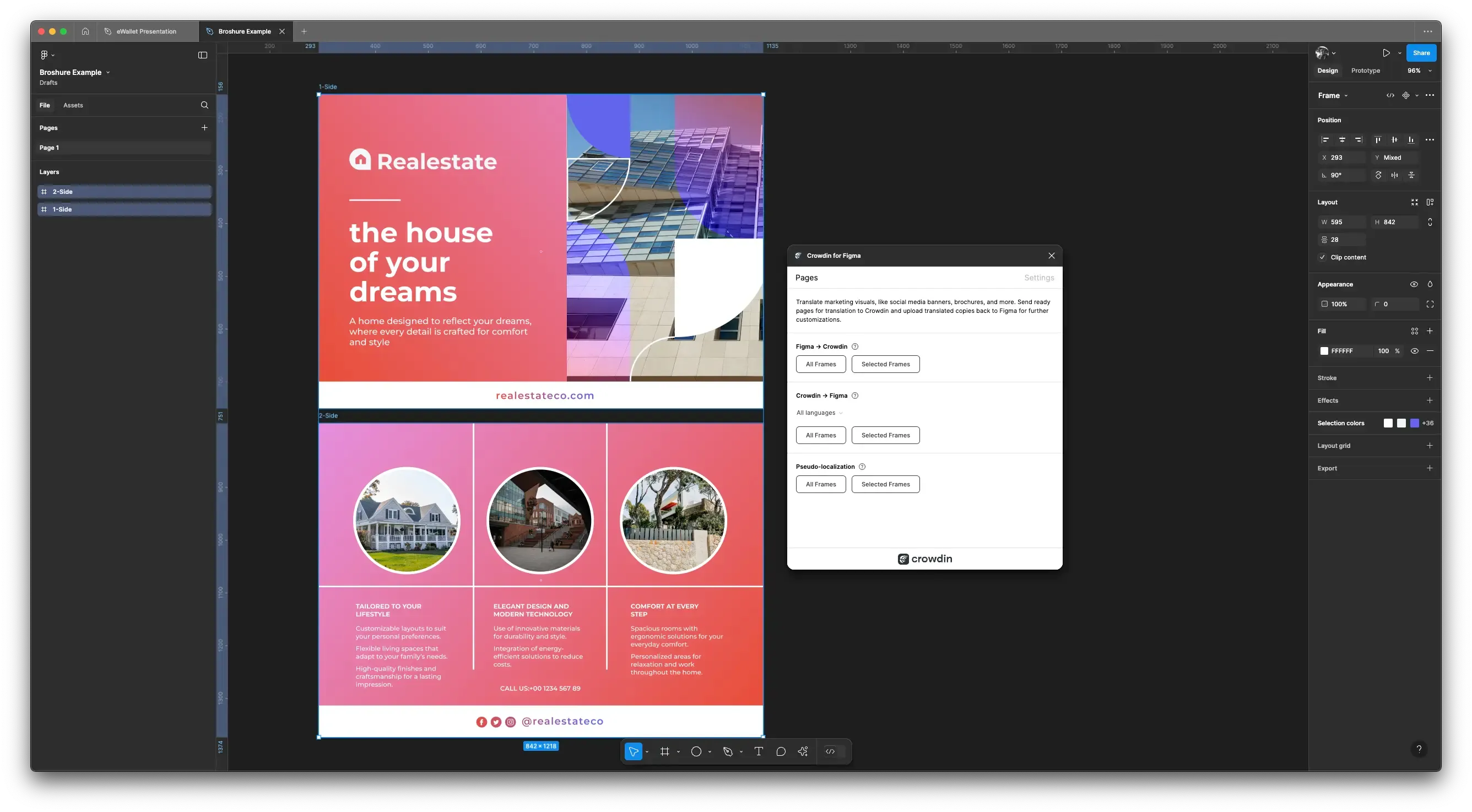 Example screenshot of design stage localization