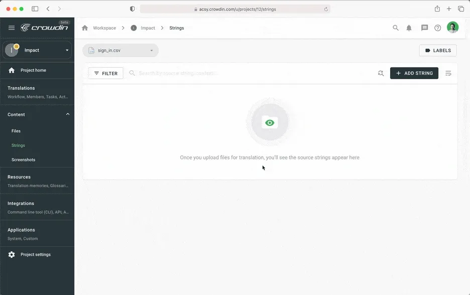 Sending strings for Adobe XD to Crowdin